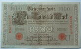 Kaiserreich 1000 Mark Rosenberg Nr. 45 b,rotes Siegel, Serie N, Unterdruck: U, KN: 7 stellig -