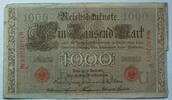 Kaiserreich 1000 Mark Rosenberg Nr. 45 b,rotes Siegel, Serie N, Unterdruck: U, KN: 7 stellig -