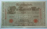 Kaiserreich 1000 Mark Rosenberg Nr. 45 b,rotes Siegel, Serie N, Unterdruck: U, KN: 7 stellig -