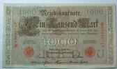Kaiserreich 1000 Mark Rosenberg Nr. 45 b,rotes Siegel, Serie N, Unterdruck: U, KN: 7 stellig -