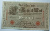 Kaiserreich 1000 Mark Rosenberg Nr. 45 b,rotes Siegel, Serie N, Unterdruck: U, KN: 7 stellig -