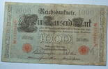 Kaiserreich 1000 Mark Rosenberg Nr. 45 b,rotes Siegel, Serie G, Unterdruck: M, KN: 7 stellig -