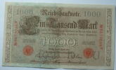 Kaiserreich 1000 Mark Rosenberg Nr. 45 b,rotes Siegel, Serie N, Unterdruck: U, KN: 7 stellig -