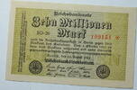 Weimar 10 Millionen Mark Rosenberg Nr. 105 a, WZ: Hakensterne, KN 6 atellig, FZ: SO -