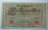 Kaiserreich 1000 Mark Rosenberg Nr. 45 b,rotes Siegel, Serie N, Unterdruck: U, KN: 7 stellig -