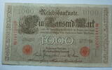 Kaiserreich 1000 Mark Rosenberg Nr. 45 b,rotes Siegel, Serie N, Unterdruck: T, KN: 7 stellig -