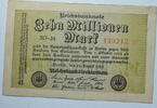 Weimar 10 Millionen Mark Rosenberg Nr. 105 a, WZ: Hakensterne, KN 6 stellig, FZ: SO -