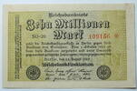 Weimar 10 Millionen Mark Rosenberg Nr. 105 a, WZ: Hakensterne, KN 6 stellig, FZ: SO -