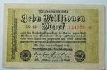 Weimar 10 Millionen Mark Rosenberg Nr. 105 a, WZ: Hakensterne, KN 6 stellig, FZ: SO -