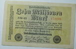 Weimar 10 Millionen Mark Rosenberg Nr. 105 a, WZ: Hakensterne, KN 6 stellig, FZ: BW -