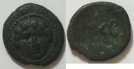 Pamphylien AE 15 mm Frontale Eorgoneionkopf im Perlkreis Rs. Mercurstab -