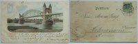 Deutsches Reich Lithographiekarte Bonn Rheinbrücke -