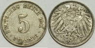 Kaiserreich 5 Pf 1911 J ss 1,00 EUR prix TTC + 8,99 EUR frais d'envoi
