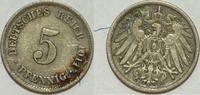 Kaiserreich 5 Pf 1911 F ss 1,00 EUR prix TTC + 8,99 EUR frais d'envoi
