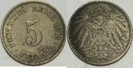 Kaiserreich 5 Pf 1912 J ss 1,00 EUR prix TTC + 8,99 EUR frais d'envoi