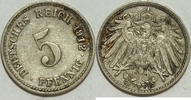 Kaiserreich 5 Pf 1912 F ss 1,00 EUR prix TTC + 8,99 EUR frais d'envoi