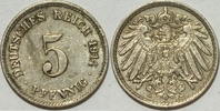 Kaiserreich 5 Pf 1914 F ss 1,00 EUR prix TTC + 8,99 EUR frais d'envoi