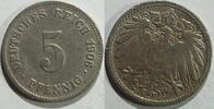 Kaiserreich 5 Pfennig 1906 J ss 1,00 EUR prix TTC + 8,99 EUR frais d'envoi