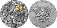 Ghana 10 Cedis Silk Moth Nature Architects 2 oz Antique finish Silver Coin 10 Cedis Republic of Ghana 2023 -
