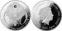 Year of the Rabbit Lunar Year 1/2 oz Proof Silver Coin 2 Cedis Republic of Ghana 2023 FB