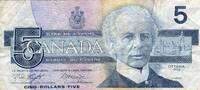 1986 Canada 5 dollar bill