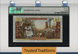Welt Banknoten 10 FRANCS 1964 TT PK 8b FRENCH ANTILLES  STUNNING BOLD COLORS PMG 67 EPQ SUPERB STUNNING BANKNOTE WITH A PLETHORA OF BOLD COLORS! ONLY FOUR EXAMPLE GRADED FINER!