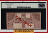 Welt Banknoten 500 GULDEN 1946 TT PK 95s NETHERLANDS INDIES  SCARCE SPECIMEN LCG 64 PPQ EXCEPTIONAL SPECIMEN RARELY AVAILABLE WITH ONLY FOUR GRADED HIGHER!