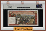 Welt Banknoten 10 DIRHAMS 1960 TT PK 54a MOROCCO  KING MUHAMMAD V LCG 67 PPQ SUPERB TOP POP! AMAZING EXAMPLE AND THE ONLY ONE GRADED IN 67 WITH NONE GRADED FINER!