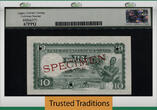 Welt Banknoten 10 SHILLINGS TT PK 9s 1953-58 BRITISH WEST AFRICA  SPECIMEN LCG 67 PPQ SUPERB GEM STUNNING RARE SPECIMEN! SUPERB GEM NEW FINEST KNOWN!