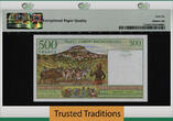 Welt Banknoten 500 FRANCS 1994 TT PK 75p MADAGASCAR  = 100 ARIARY PMG 66Q GEM ONLY 1 CERTIFIED! FDC BY PMG!