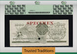 Welt Banknoten 1000 FRANCS TT PK 7s 1960-62 RWANDA-BURUNDI  SPECIMEN ZEBRA PCGS 66 EPQ GEM NEW BEAUTIFUL NOTE WITH ONLY ONE EXAMPLE GRADED FINER ACCORDING TO PMG POPULATION REPORT.