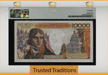 Welt Banknoten 56 FRANCE 1955-56 TT PK 136a 1955- 10000 FRANCS NAPOLEON BONAPARTE PMG 58 CHOICE AU BRIGHT CRISP PAPER WITH BEAUTIFUL BOLD COLORS!