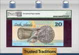 Welt Banknoten 20 DOLLARS 1987 TT PK 5s COOK ISLANDS  "SPECIMEN" PMG 66 EPQ GEM POP TWO! FDC! POP TWO ACCORDING TO PMG POP REPORT!