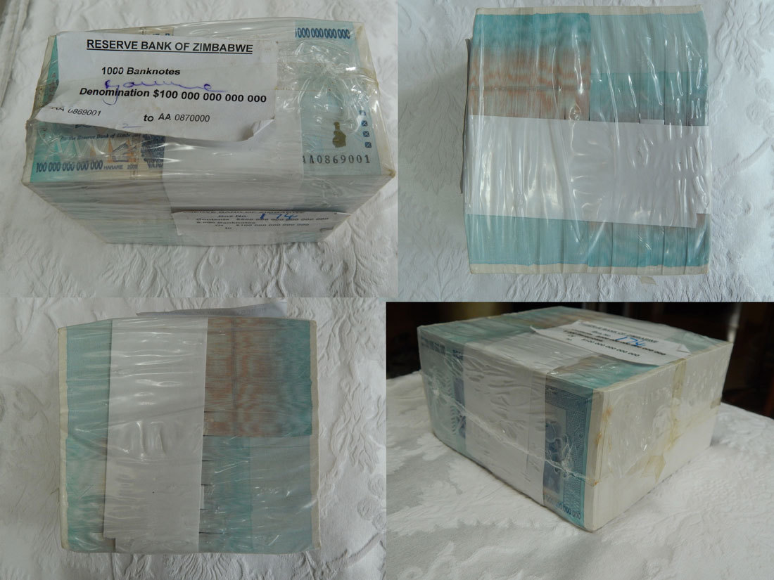 08 Zimbabwe 100 Trillion Dollars 1000 Raw Unc Notes In Original Brick This Is An Exciting Rare Opportunity For Those Eager Collectors To Own 100 Trillion Zimbabwe Banknotes In A Brick Ma Shops