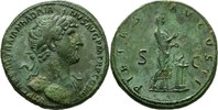Italien/Rom Hadrian 119/122 mit dieser Büstenform wohl unpubliziert / RAR 2 Sesterz 117-138 nChr. VZ- / dunkelgrüne Patina  / RR