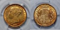 United Kingdom Sovereign Sovereign Unbarred A's in GRATIA PCGS AU53 Very rare Victoria -