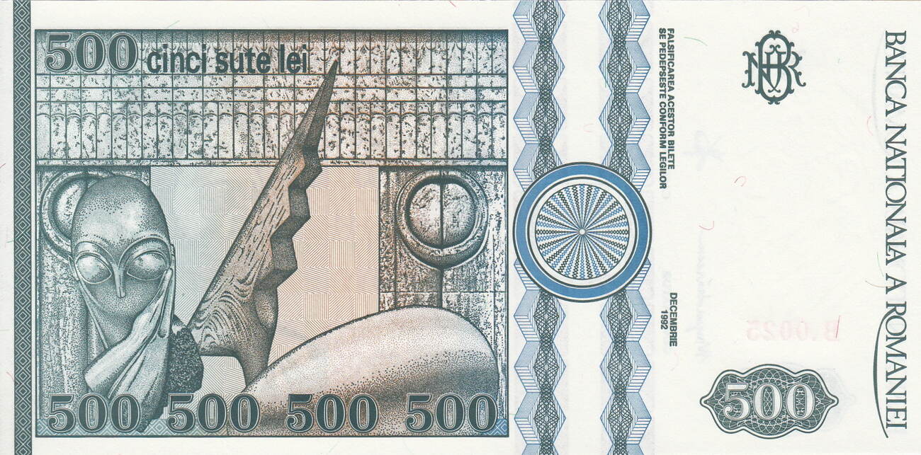 Romania 500 Lei 1992 BRANCUSI P.101b UNC | MA-Shops