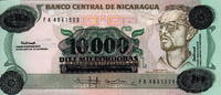 Nicaragua 10.000 Cordobas 1989 P.158 unz 4,50 EUR  + 5,50 EUR frais d'envoi