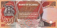 Uganda 200 Shillings 1987 P.32a unz 3,50 EUR prix TTC + 5,50 EUR frais d'envoi