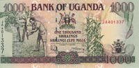 Uganda 1.000 Shillings 1991 P.34b unz 5,50 EUR prix TTC + 5,50 EUR frais d'envoi