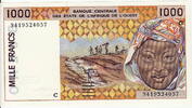 West African St. 1.000 Fr(C=UPPER VOLTA) 1994 P.311Cc unz 30,00 EUR  + 5,50 EUR frais d'envoi