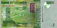 Uganda 5.000 Shillings 2010 P.51 unz 7,50 EUR  + 5,50 EUR frais d'envoi