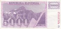 Slovenia 5.000 Tolar rare P.10a -