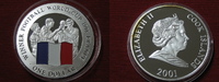 Cook Islands 1 Dollar Fussballweltmeisterschaft Frankreich Silber Proof Farbmünze -