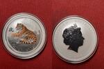 Australien 2 Dollar Lunar II Tiger 2 Oz Silber coloriert -
