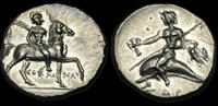 GREEK - Italy CALABRI, Tarentum, Punic occupation, circa 212-209 BC. 1/2 Shekel. -