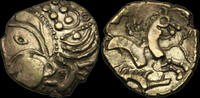 CELTIC GAUL NORTHWEST GAUL, Aulerci Eburovices, Gold Hemistater, Circa 60-50 BC. -