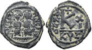 BYZANTINE AE Justin II, with Sophia. 565-578. AE Half Follis (5.99g, 25mm). Cyzicus mint. Dated RY 11 (575/6 AD). SB 373 -