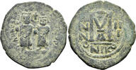 BYZANTINE AE Follis Heraclius, with Heraclius Constantine. 610-641. (12.52g, 32mm). Nicomedia mint. Dated RY 3 (612/3). SB 834 -