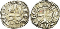 MIDDLE AGES Denier Crusaders, Principality of Achaea. Philippe de Savoy. BI Tournois (0.73g, 18mm). Glarentza mint. Metcalf, Crusades 973-5 -